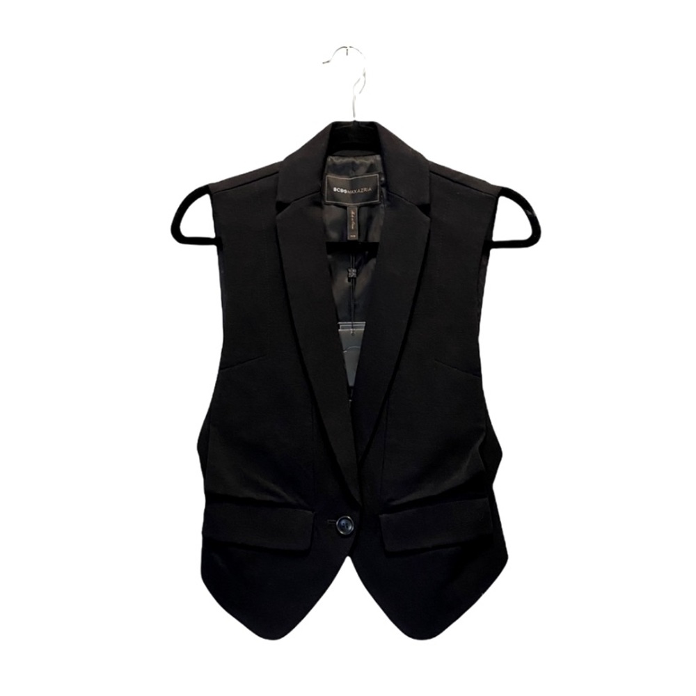 🆕 BCBGMaxAzria Black Button Up Vest - Size XXS - Retails at $200